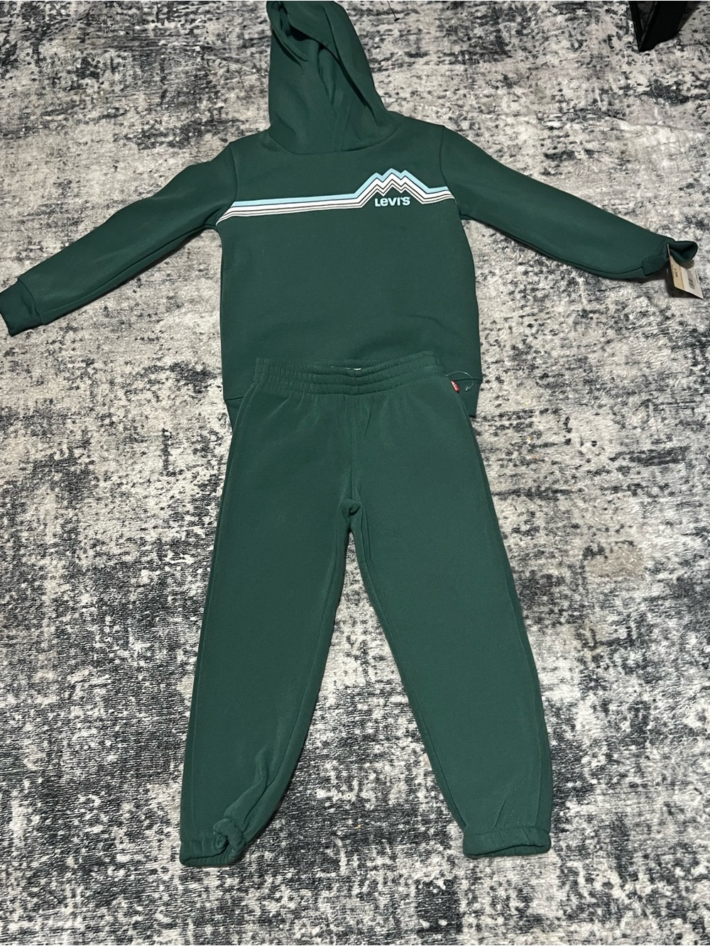 Levi's Dark Green Hooded Sweatshirt & Joggers Set with Stripe Detail
